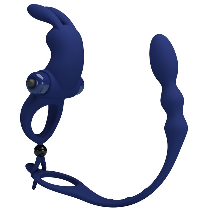PRETTY LOVE - ANEL VIBRADOR DE COELHO AYAD COM PLUG AZUL