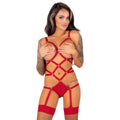 LIVCO CORSETTI FASHION - THIARA LC 20213 CONJUNTO DE CORPO + CUECA VERMELHO S/M