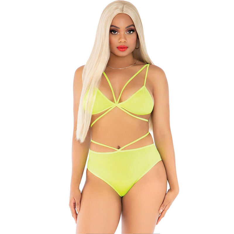 LEG AVENUE - TOP E CUECAS AMARELOS COM LIGAS