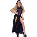 CHILIROSE - CR 4685 VESTIDO LONGO COM CAPUZ PRETO M