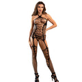 SUBBLIME - 952105 BODYSTOCKING EM REDE DE PESCA COM ENTREPERNAS ABERTAS E GOLA HALTER PRETO TAMANHO ÚNICO