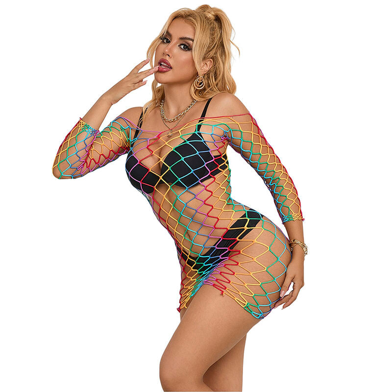 SUBBLIME - 952426 VESTIDO DE REDE DE MANGA COMPRIDA ARCO-ÍRIS TAMANHO ÚNICO