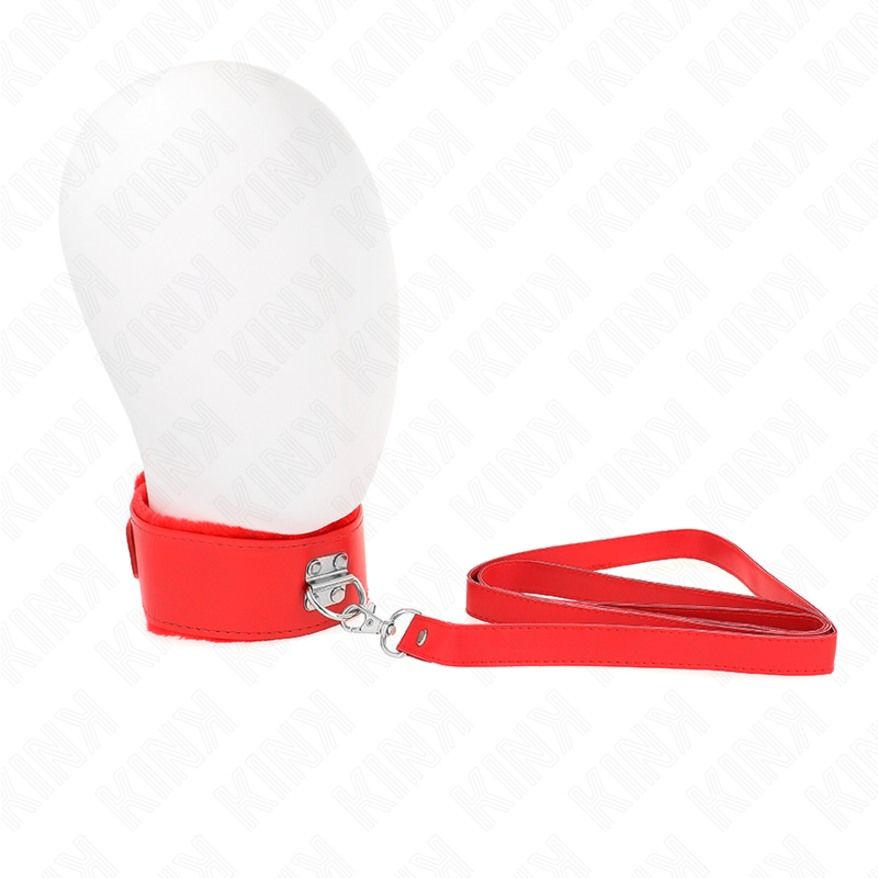 KINK - COLEIRA COM TRELA 116 CM COM CORDÕES PRATEADOS MODELO 4 VERMELHO AJUSTÁVEL 40-48 CM X 6 CM