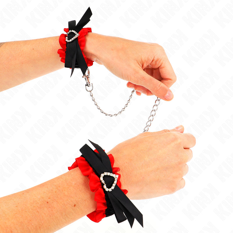 KINK - PULSEIRAS ELÁSTICAS DE RENDA DETALHES CORAÇÃO VERMELHO AJUSTÁVEIS 22-35 CM