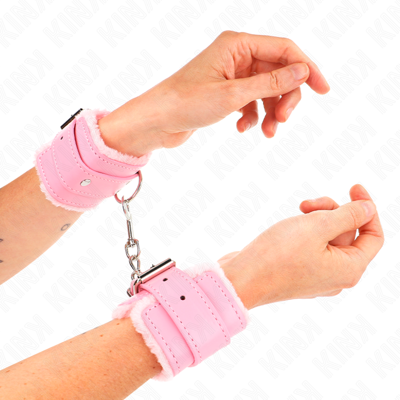 KINK - APOIOS DE PULSO FORRADOS A PELE SINTÉTICA ROSA COM CINTA ROSA AJUSTÁVEL 17-29 CM X 6 CM
