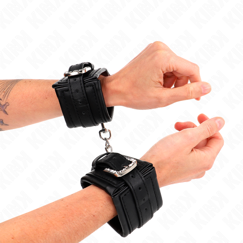 KINK - PUNHOS DE PULSO DE LAÇO DE STRASS PRETO AJUSTÁVEL 25-32 CM X 5,5 CM