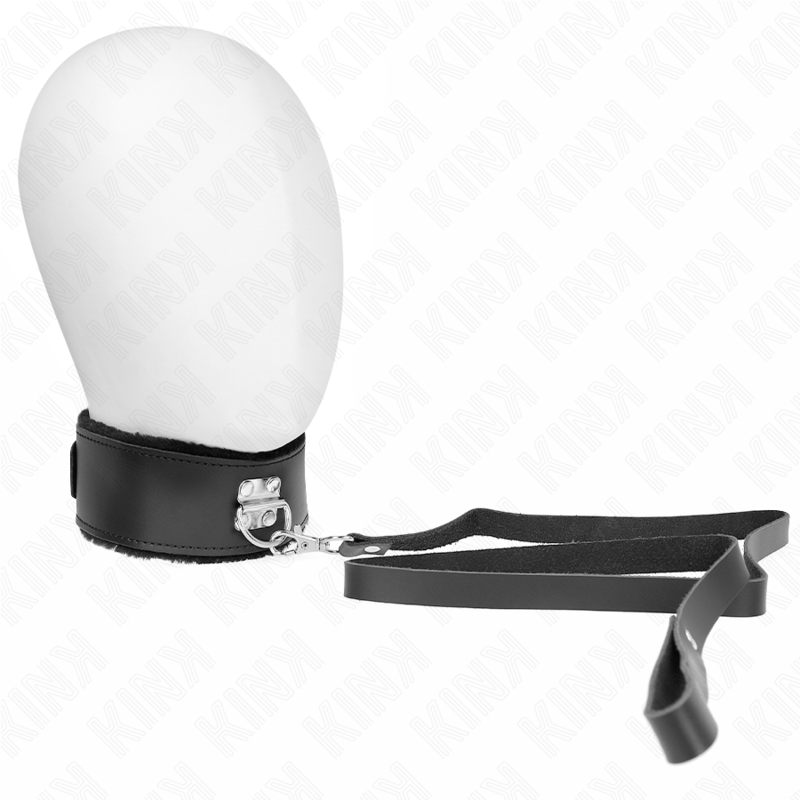KINK - COLEIRA COM CINTO 116 CM COM PULSEIRA EM PELE PRETA AJUSTÁVEL 40-48 CM X 6 CM