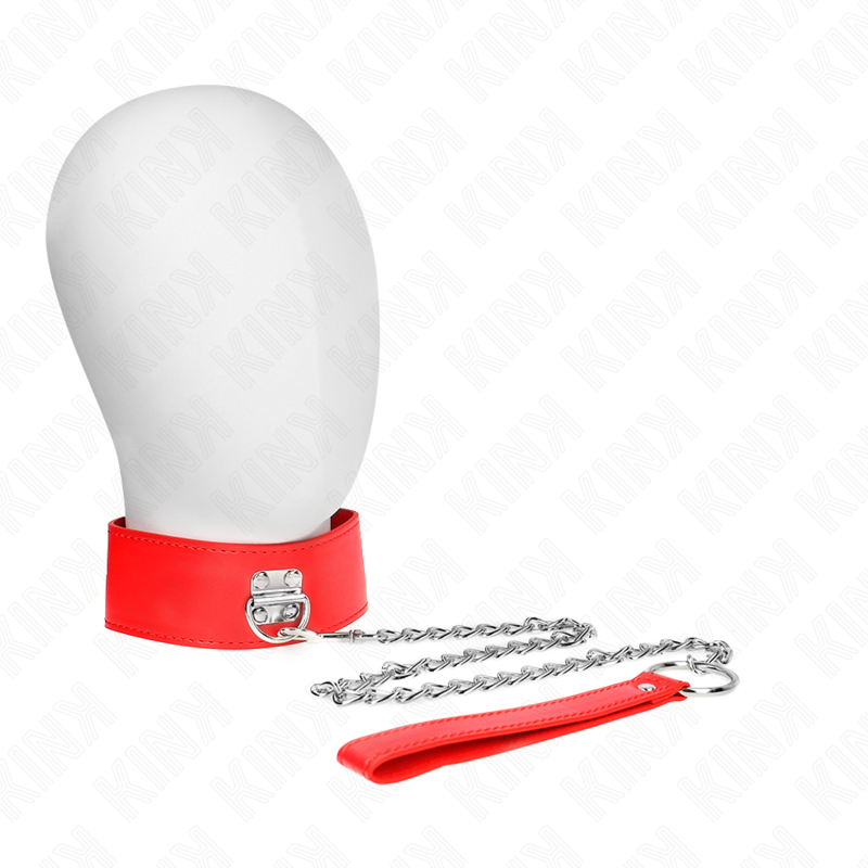 KINK - COLEIRA COM CINTO 65 CM COM LARGA PULSEIRA AJUSTÁVEL VERMELHA 33,5-41 CM X 5 CM