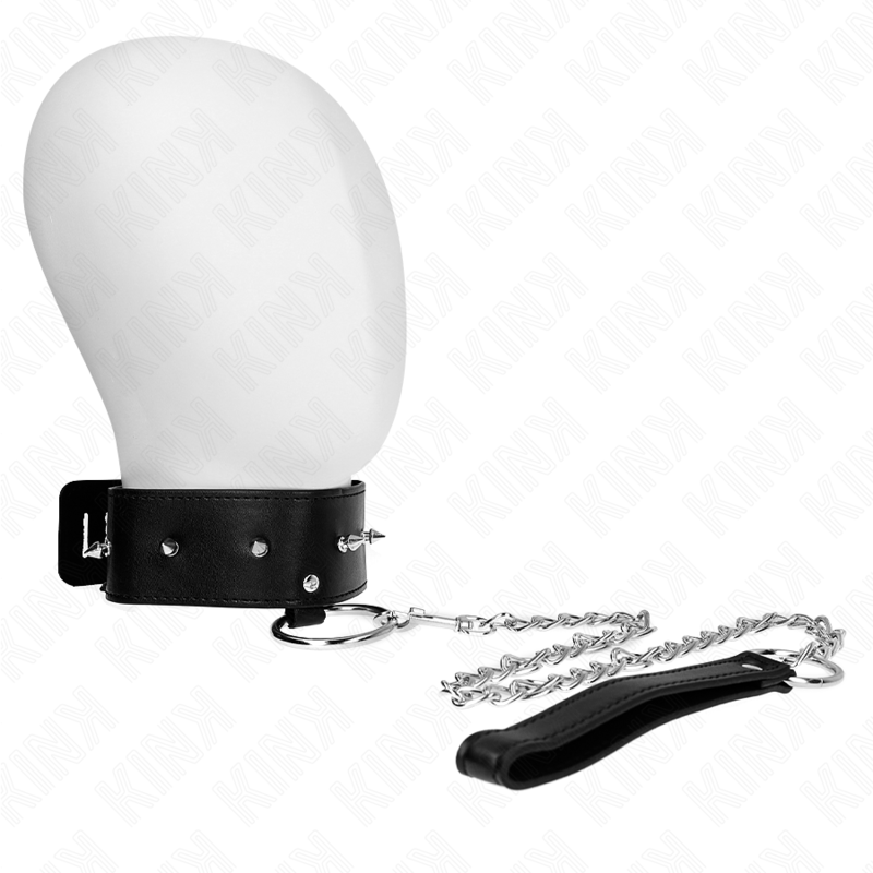 KINK - COLEIRA 65 CM COM TRELA COM CRAVOS PRATEADOS MODELO 2 AJUSTÁVEL 36-43 CM X 5 CM