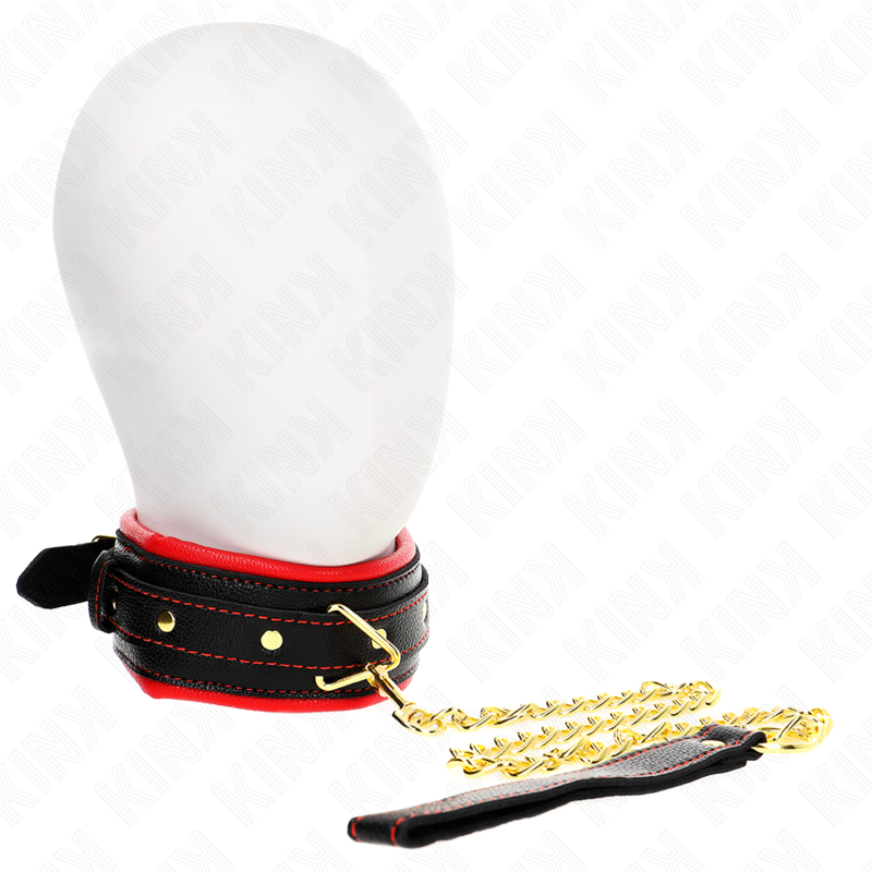 KINK - COLEIRA COM PULSEIRA IMITAÇÃO COURO ESPONJA MODELO 2 AJUSTÁVEL 37-54 CM X 3 CM