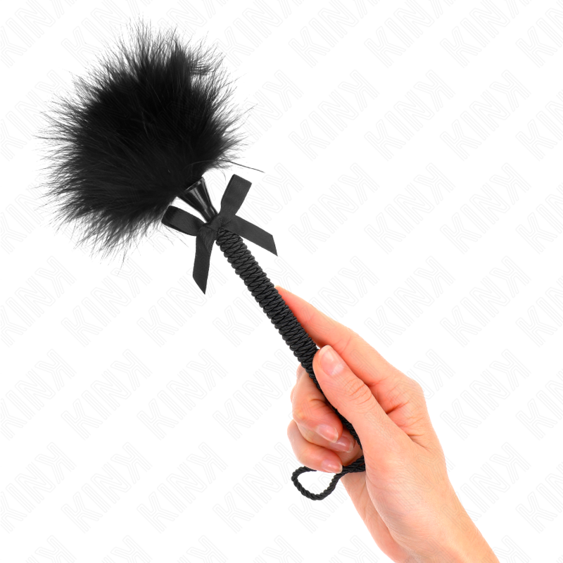 KINK - Varinha de nylon com penas estimulantes e nó preto 25 cm
