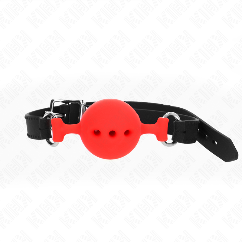 KINK - SACO ESCROTAL EM SILICONE 55 x 2 CM COM BOLA DE 4,5 CM TAMANHO M VERMELHO AJUSTÁVEL 35-51 CM