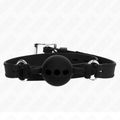 KINK - Mordaça em Silicone Total 55 x 2 cm com Bola de 4 cm Tamanho S Preto Ajustável 35-51 cm