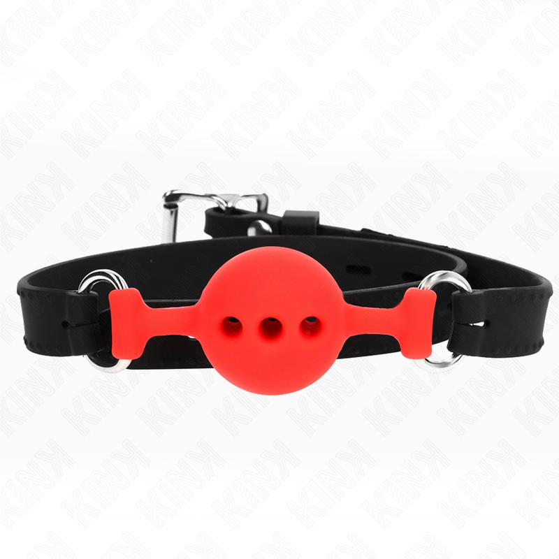 KINK - MÁSCARA COM BOLA SILICONE 55 x 2 CM COM BOLA DE 4 CM TAMANHO S VERMELHO AJUSTÁVEL 35-51 CM