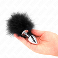 KINK - PLUG ANAL EM AÇO INOXIDÁVEL 11 x 7 CM COM PENA 11 CM