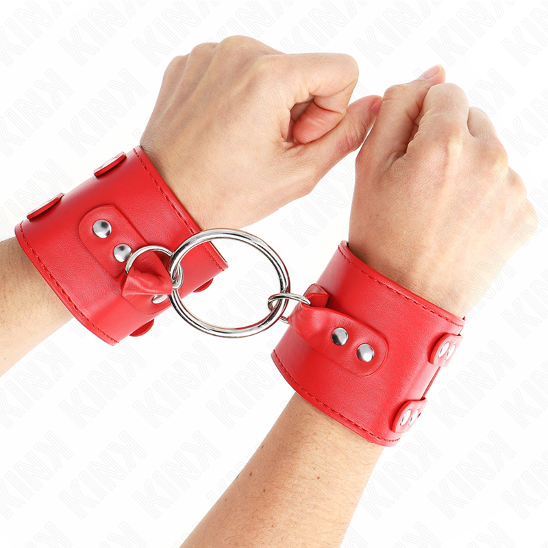 KINK - PUNHOS FIXOS COM ARGOLA E CRAVOS AJUSTÁVEIS VERMELHO 17-22 CM X 6,5 CM