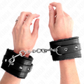 KINK - PULSEIRAS DUPLAS DE PELE PREMIUM PRETAS COM CORREIA AJUSTÁVEL PRETA 17-29 CM X 6 CM