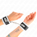 KINK - APOIO DE PULSO PRETO COM RENDA BRANCA DECORADA AJUSTÁVEL 20-23 CM X 5,5 CM