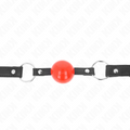 KINK - BOLA DE Mordaça 4 CM COM CADEADO BOLA VERMELHA BRACELETE PRETO 60 x 2 CM
