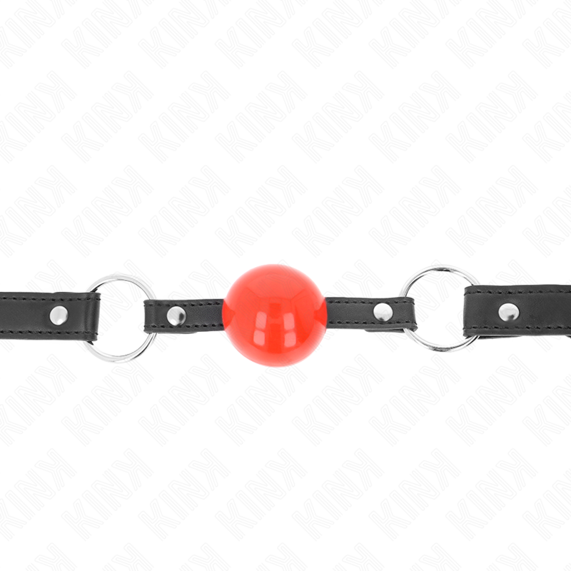 KINK - BOLA DE Mordaça 4 CM COM CADEADO BOLA VERMELHA BRACELETE PRETO 60 x 2 CM