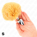 KINK - TAMPÃO DE AÇO INOXIDÁVEL 7 x 3 CM COM RABO DE COELHO EM PELE SINTÉTICA BEGE 8 CM