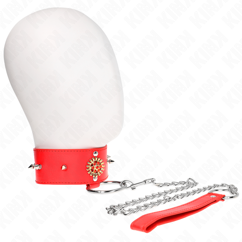 KINK - COLEIRA DIAMANTES VERMELHOS COM CINTO 65 CM AJUSTÁVEL 35-51 CM X 7 CM