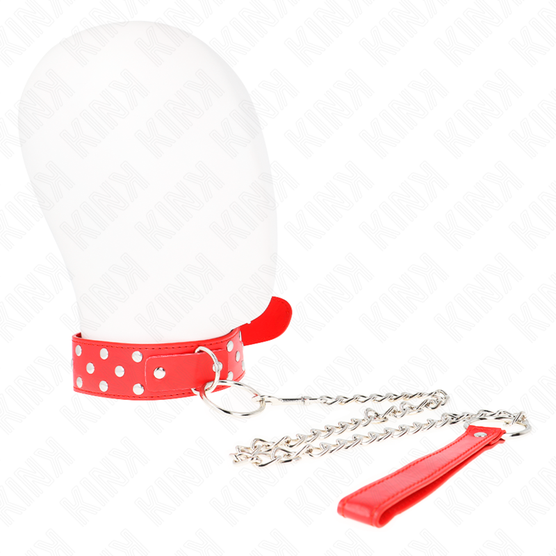 KINK - COLEIRA CRAVOS ARGOLA COM CINTO 65 CM VERMELHO AJUSTÁVEL 36-50 CM X 3,8 CM