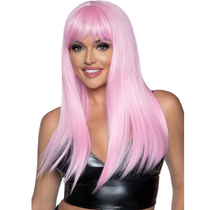 LEG AVENUE - PERUCA LONGA COM FRANJA RETA ROSA