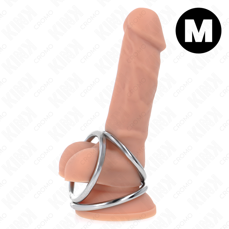 KINK - ANEL PENIANO EM METAL CROMADO TRIPLO 3,8 CM A 5 CM MODELO 2