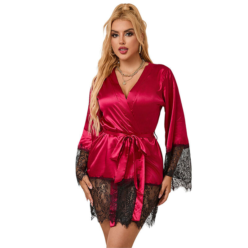 SUBBLIME - 953812 PIJAMA DE RENDA ELEGANTE + TANGA VERMELHA S/M