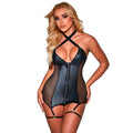 SUBBLIME - 954451 VESTIDO SENSUAL EM MALHA DE COURO PRETO L/XL