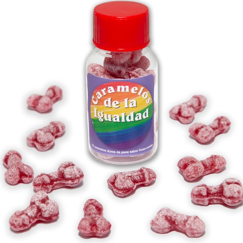 DIABLO PICANTE - 12 rebuçados com forma de pénis sabor morango/cereja