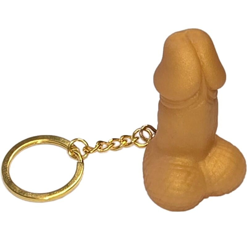 DIABLO PICANTE - PORTA-CHAVES DOURADO EM FORMA DE PÉNIS