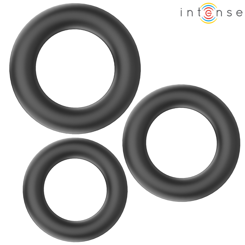 INTENSE - HASTE 3 ANÉIS BÁSICOS DE SILICONE PRETOS PARA PÉNIS