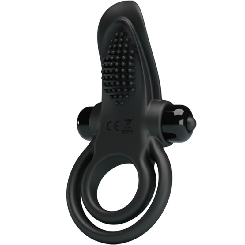 PRETTY LOVE - ANEL VIBRATÓRIO DUPLO + ESTIMULADOR CLITORIANO 10 VIBRAÇÕES PRETO