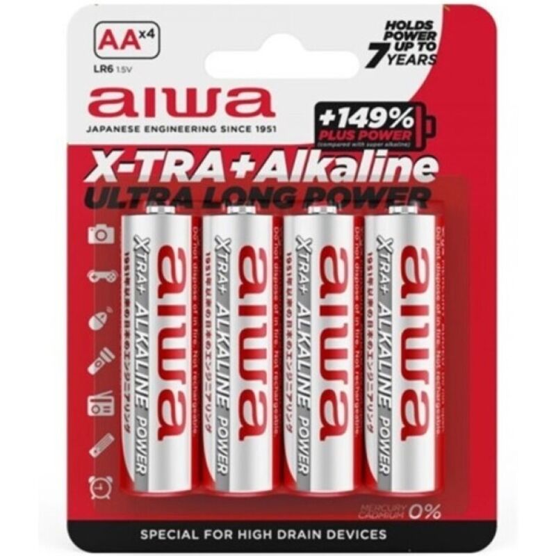 AIWA - PILHAS ALCALINAS X-TRA AA LR6 BLISTER*4