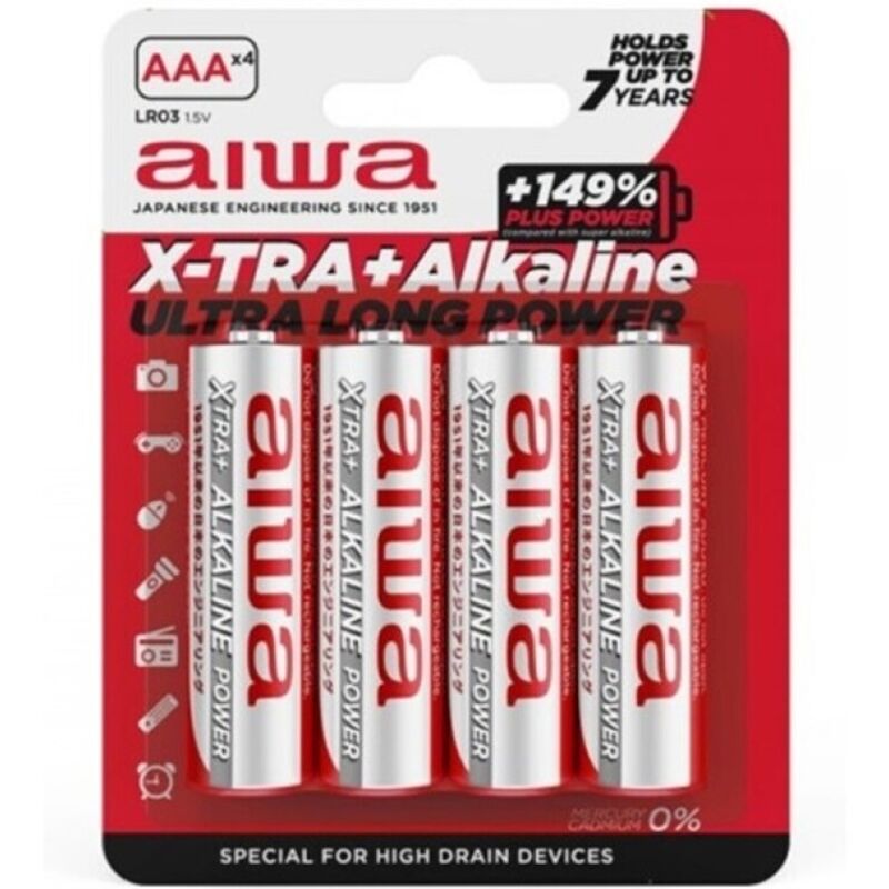 AIWA - PILHAS ALCALINAS X-TRA AAA LR03 BLISTER*4