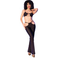 CHILIROSE - CR 4851 CONJUNTO TOP E LEGGINGS PRETOS COM ACESSÓRIOS DOURADOS S