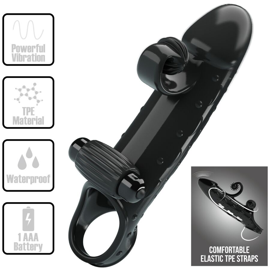ROMANCE - EXTENSOR DE PÉNIS VIBRATÓRIO PRETO