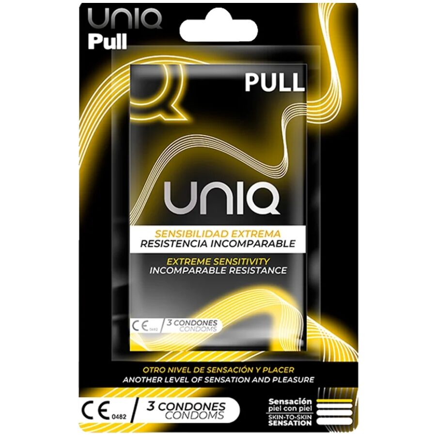 UNIQ – PRESERVATIVOS SEM LÁTEX COM TIRAS PULL 3 UNIDADES
