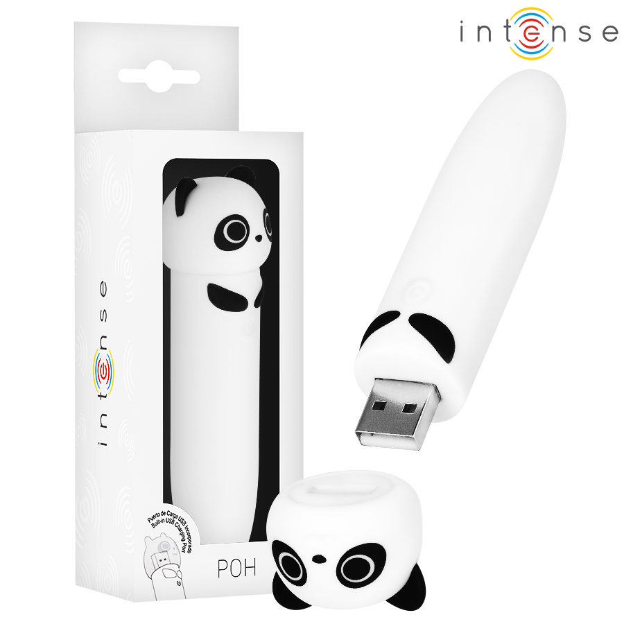 INTENSE - POH PANDA VIBRADOR BALA RECARREGÁVEL USB 10 X 2,2 CM