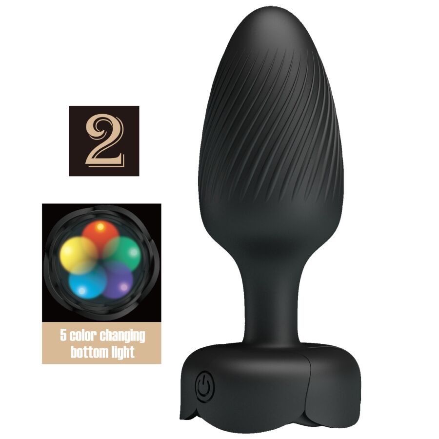 PRETTY LOVE - PLUG ANAL VARIAN COM LUZ LED PRETO 10,8 CM