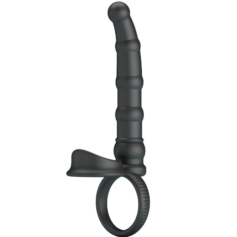 PRETTY LOVE - ANEL VIBRADOR PARA PÉNIS TATUM COM PLUG 10 VELOCIDADES DE VIBRAÇÃO PRETO