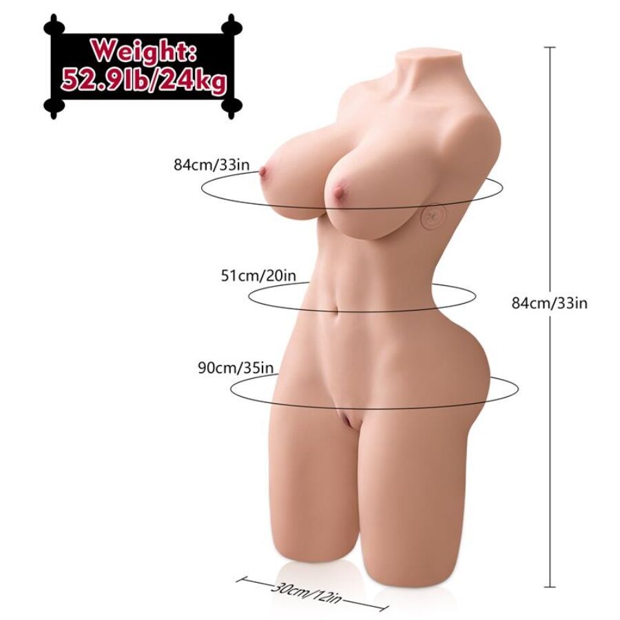 XISE - ERICA TORSO FEMININO REALISTA COM VIBRAÇÃO 84 CM