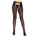 LEG AVENUE - MEIAS DE RENDA ROSAS COM ABERTURA PRETA ATRÁS