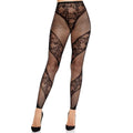 LEG AVENUE - COLLANTS SEM PÉS EM RENDA E TRANSPARENTES PRETOS