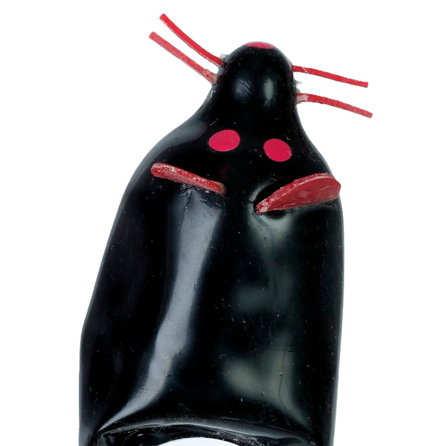 CONDOMERIE - PRÃ‰SERVATIFS FANTAISIE PEINTS Ã€ LA MAIN SOURIS NOIRE XL