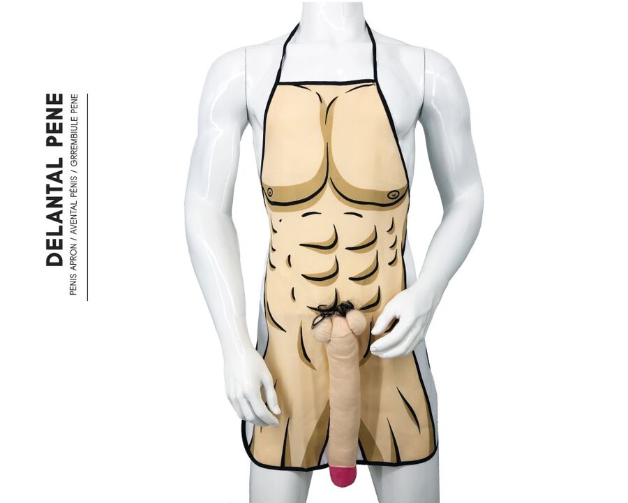 DIABLO PICANTE - AVENTAL COM PÉNIS 3D MUSCULOSO E ATREVIDO