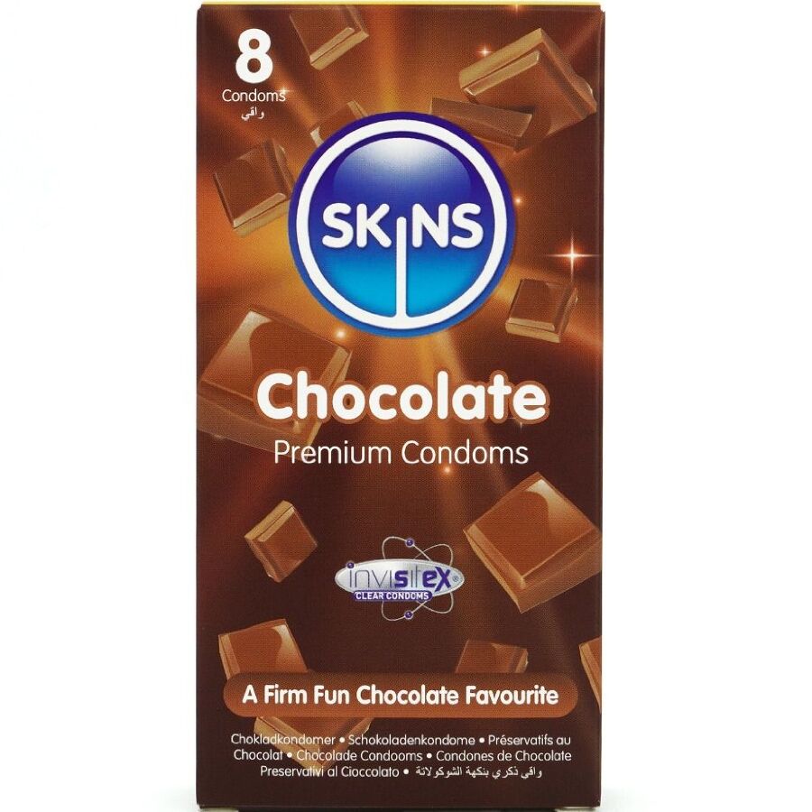 SKINS - EMBALAGEM DE 8 PRESERVATIVOS PREMIUM CHOCOLATE