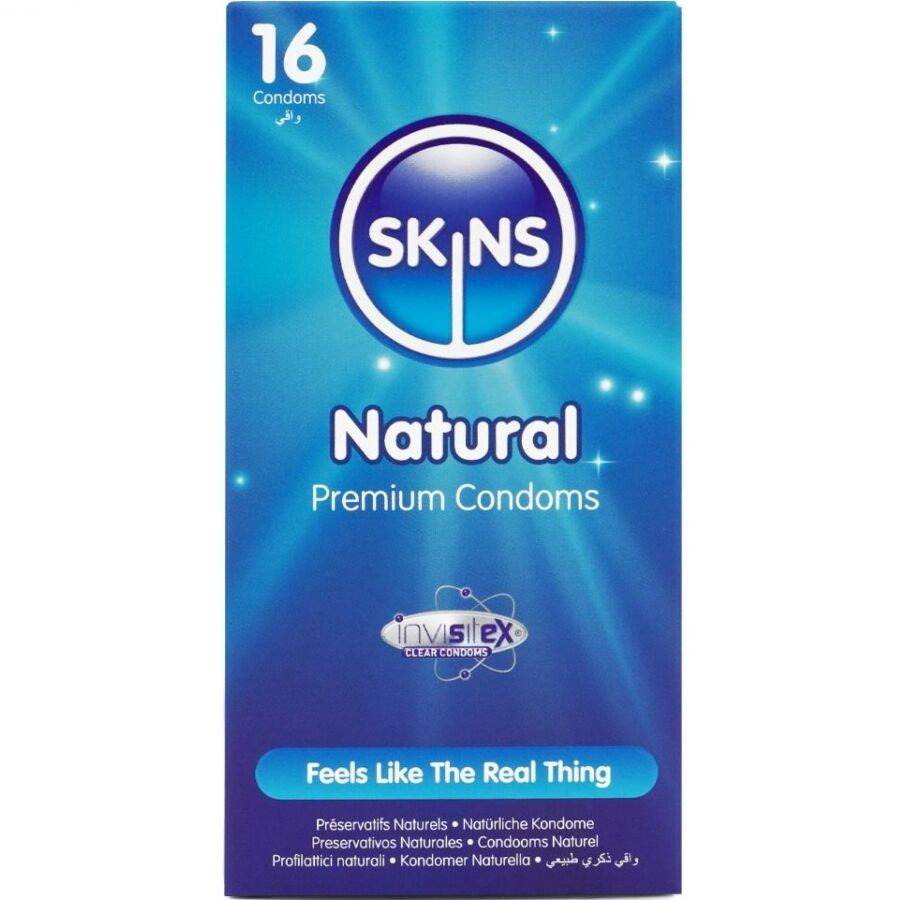 SKINS - PACK DE 16 PRESERVATIVOS NATURAIS PREMIUM
